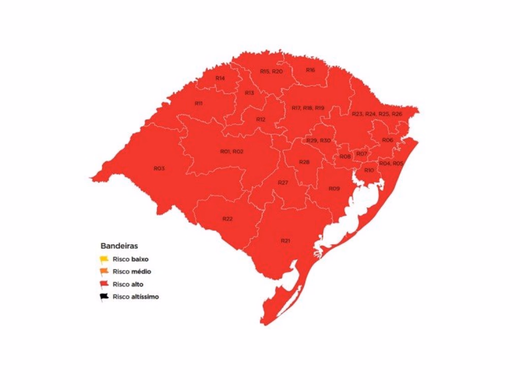 Pela primeira vez, todas as regiões apresentam risco epidemiológico alto