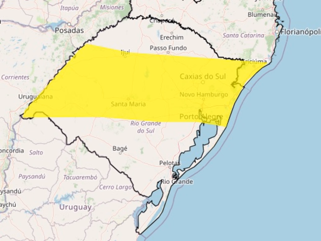 Inmet emite alerta amarelo para Uruguaiana e outras regiões