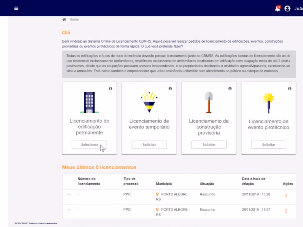 PPCI pode ser emitido online