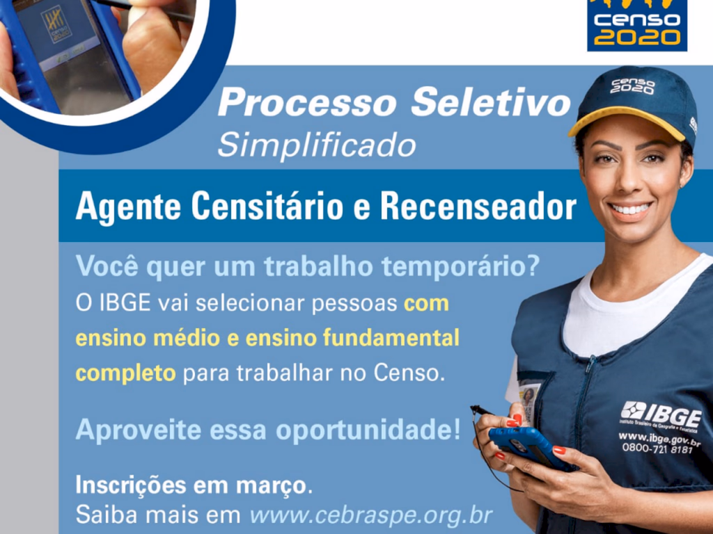 Abertas 122 vagas para trabalhar no Censo 2020 em Uruguaiana