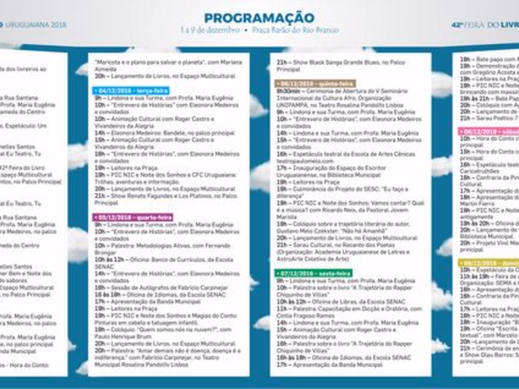 Divulgada a programação da 42ª Feira do Livro de Uruguaiana
