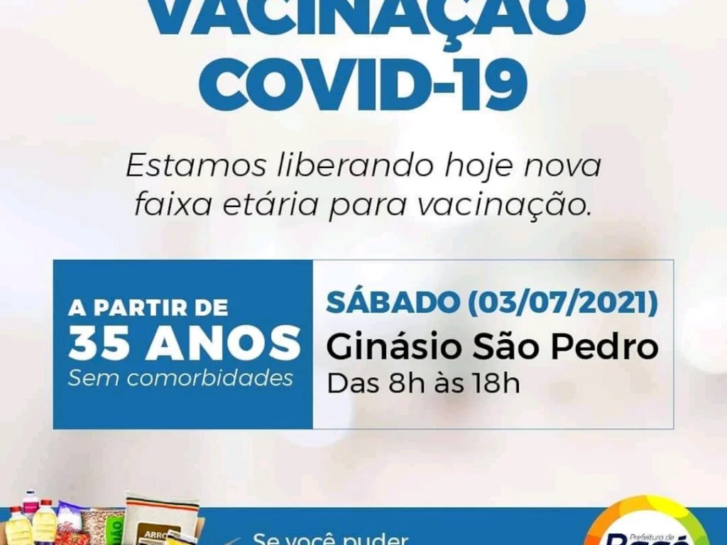 Pessoas a partir dos 35 anos podem se vacinar contra a covid-19
