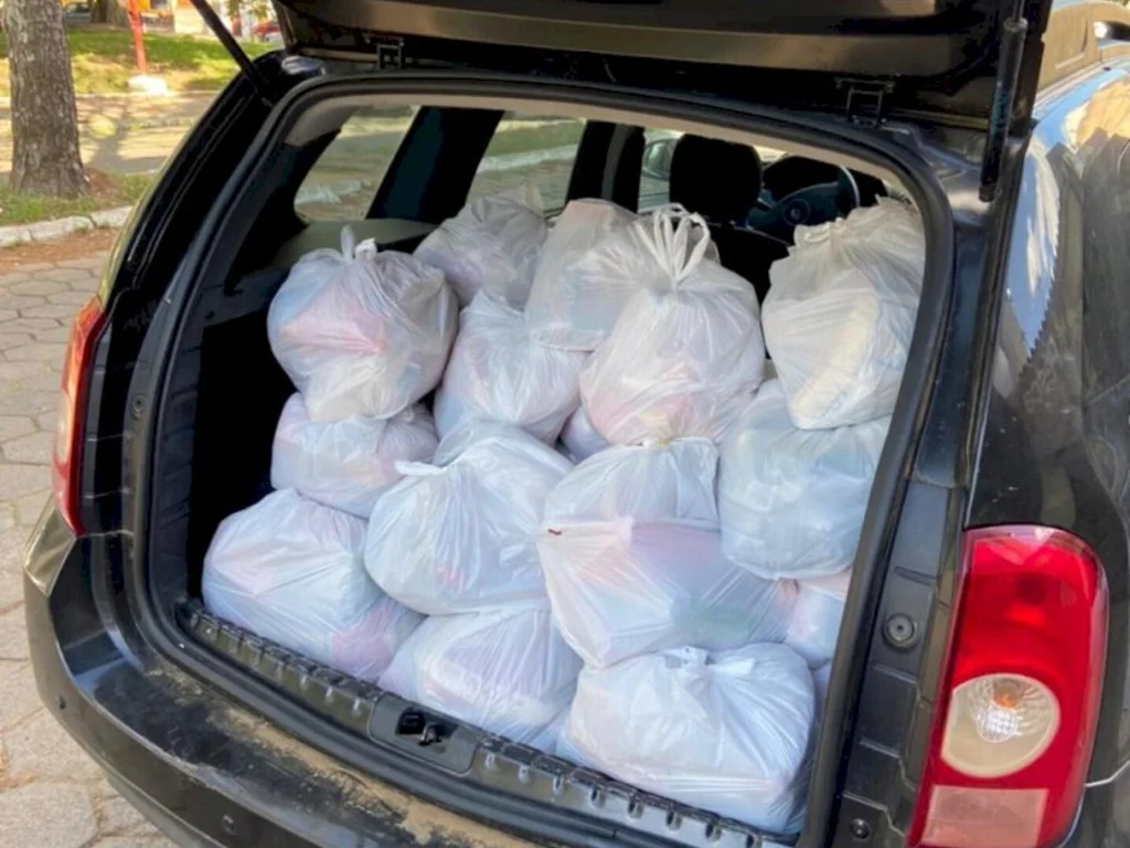 Grupo de voluntários doa mais de 500 quilos de alimentos